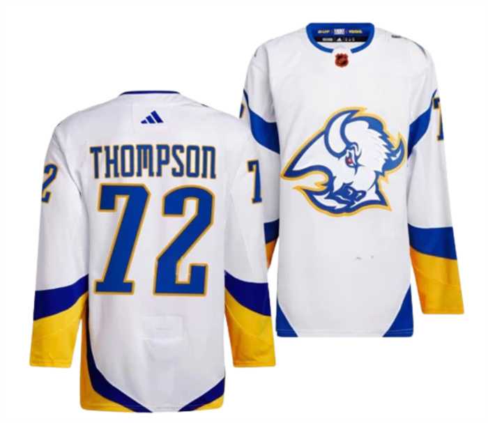 Mens Buffalo Sabres #72 Tage Thompson White 2022-23 Reverse Retro Stitched Jersey Dzhi->buffalo sabres->NHL Jersey
